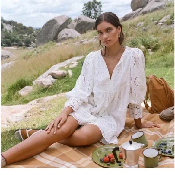 Spell Dylan Smock Dress - White - Picture 1 of 7